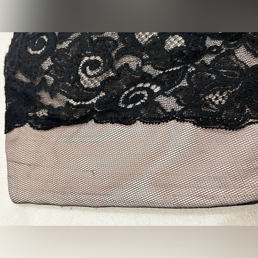 Aidan by Aidan Mattox Elegant Black Lace and Light Pink Strapless Mini Dress - Picture 8 of 16